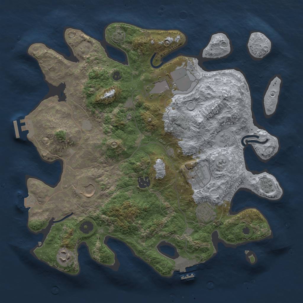 Rust Map: Procedural Map, Size: 3500, Seed: 1587446494, 14 Monuments