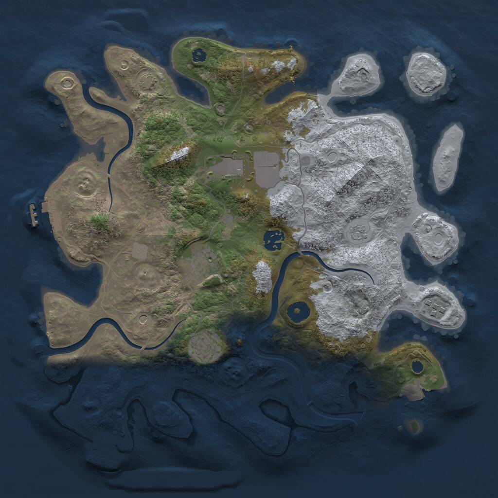 Rust Map: Procedural Map, Size: 3500, Seed: 1587446494, 11 Monuments