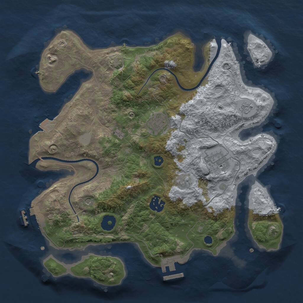 Rust Map: Procedural Map, Size: 3000, Seed: 1823691446, 9 Monuments
