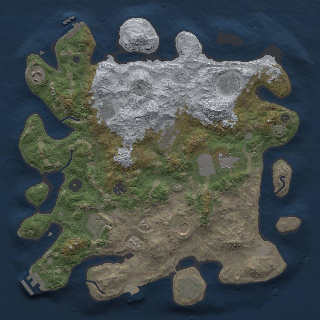 Rust Map: Procedural Map, Size: 3750, Seed: 68364484, 18 Monuments