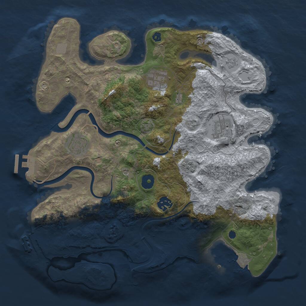 Rust Map: Procedural Map, Size: 3300, Seed: 1823691446, 11 Monuments