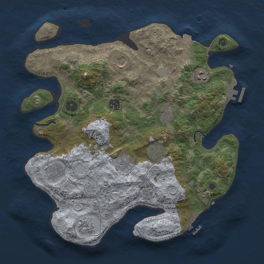 Rust Map: Procedural Map, Size: 3500, Seed: 348075473, 17 Monuments