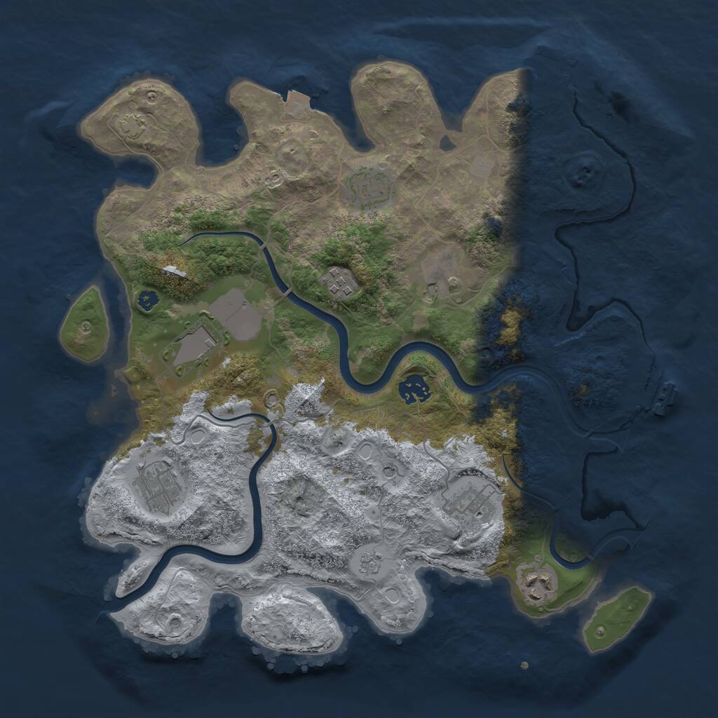 Rust Map: Procedural Map, Size: 3600, Seed: 56107591, 14 Monuments