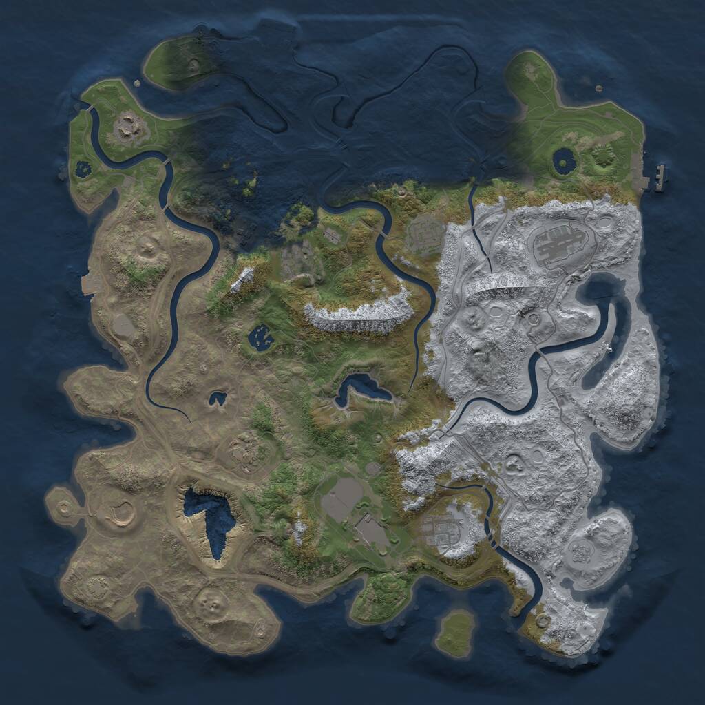 Rust Map: Procedural Map, Size: 4250, Seed: 1145144083, 16 Monuments