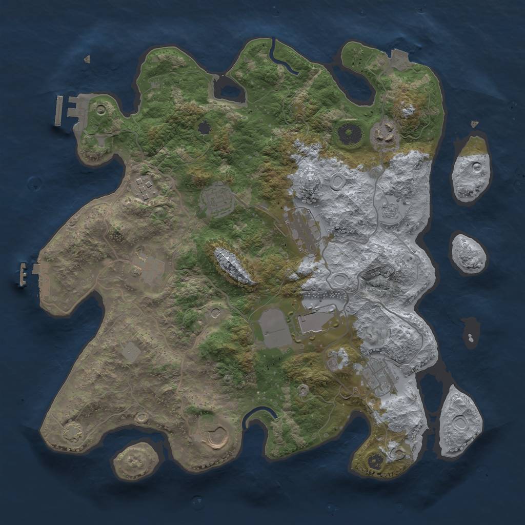 Rust Map: Procedural Map, Size: 3500, Seed: 1006407052, 16 Monuments