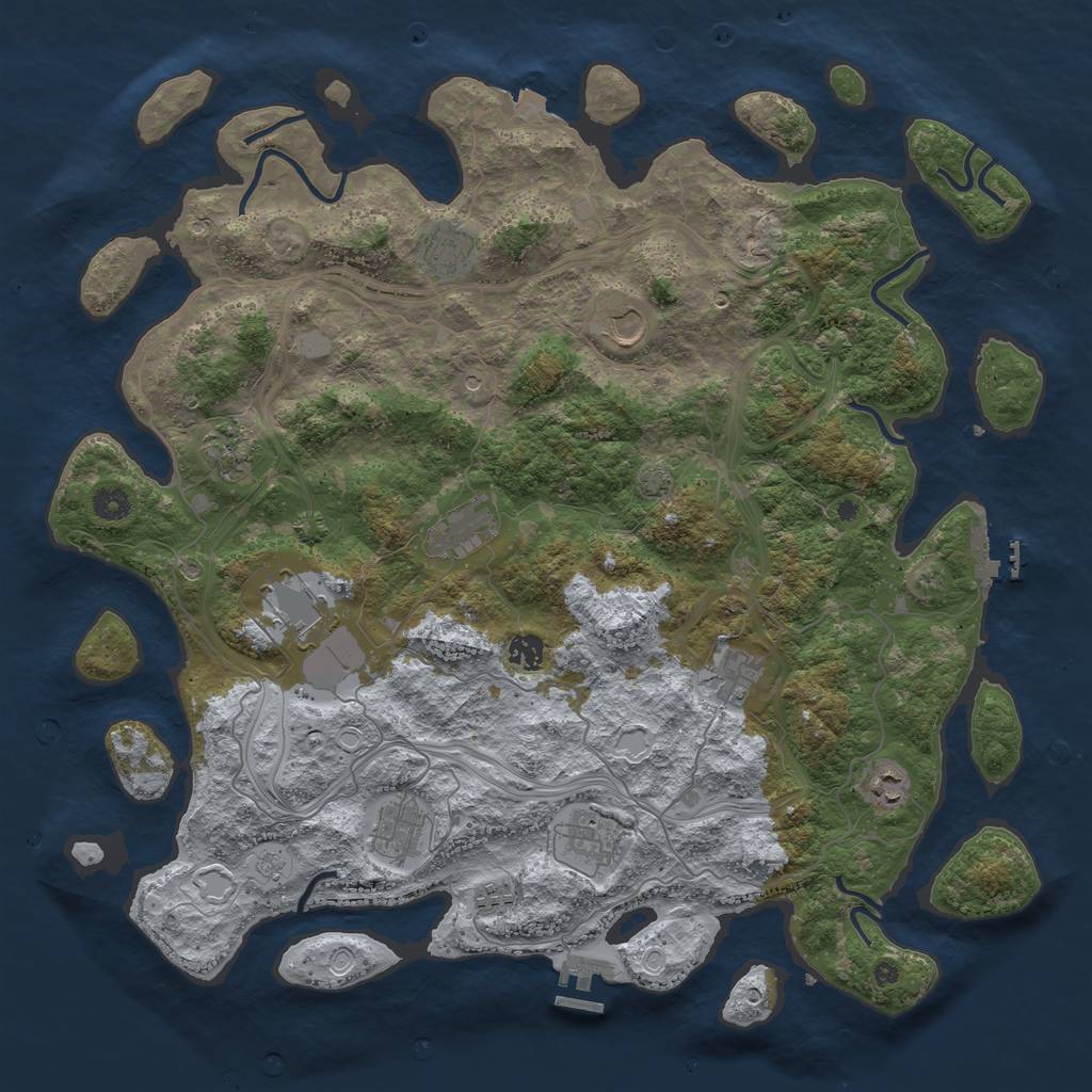 Rust Map: Procedural Map, Size: 4500, Seed: 1712942697, 19 Monuments