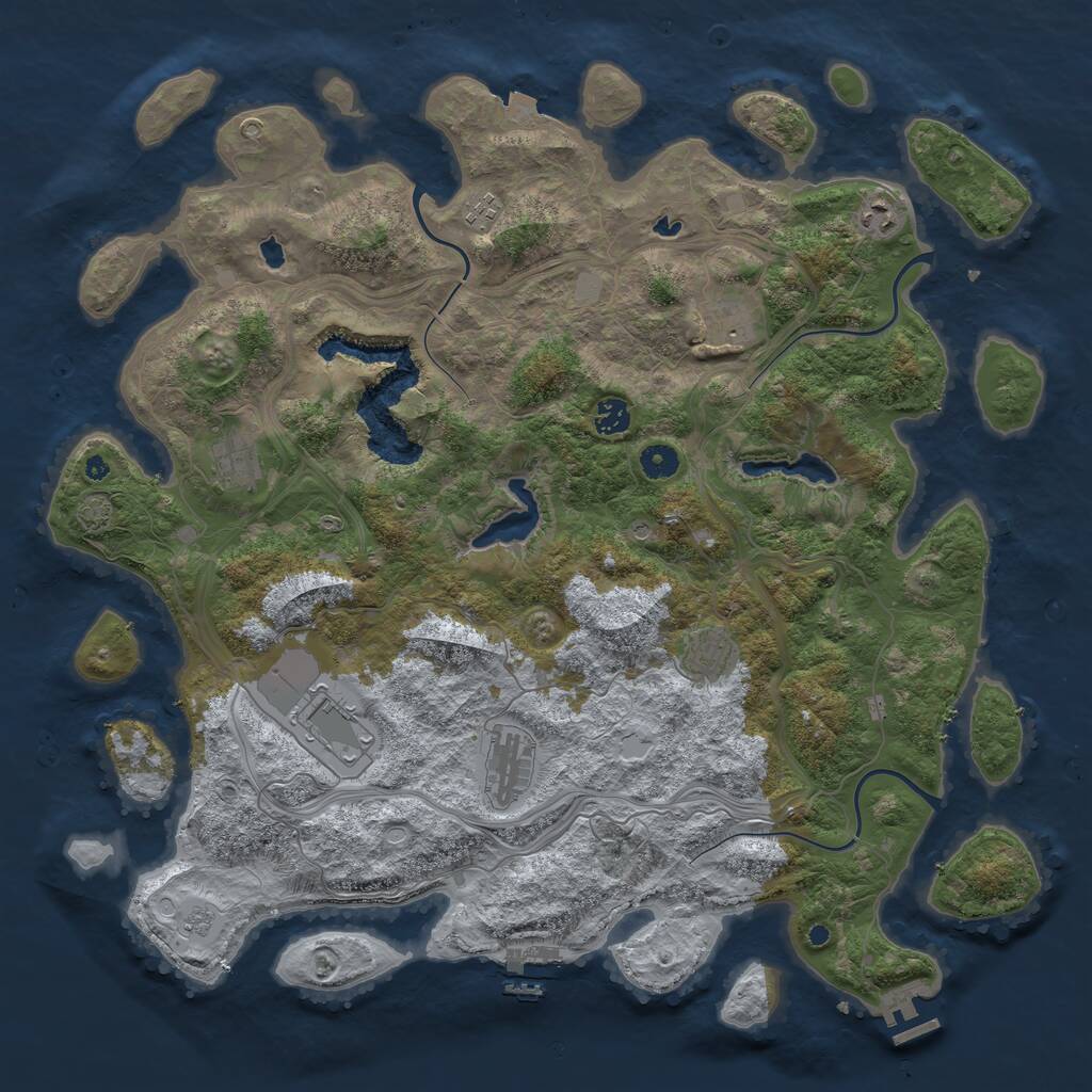 Rust Map: Procedural Map, Size: 4500, Seed: 1712942697, 14 Monuments