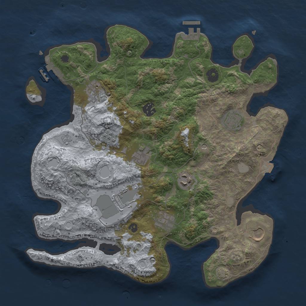 Rust Map: Procedural Map, Size: 3500, Seed: 471714163, 17 Monuments