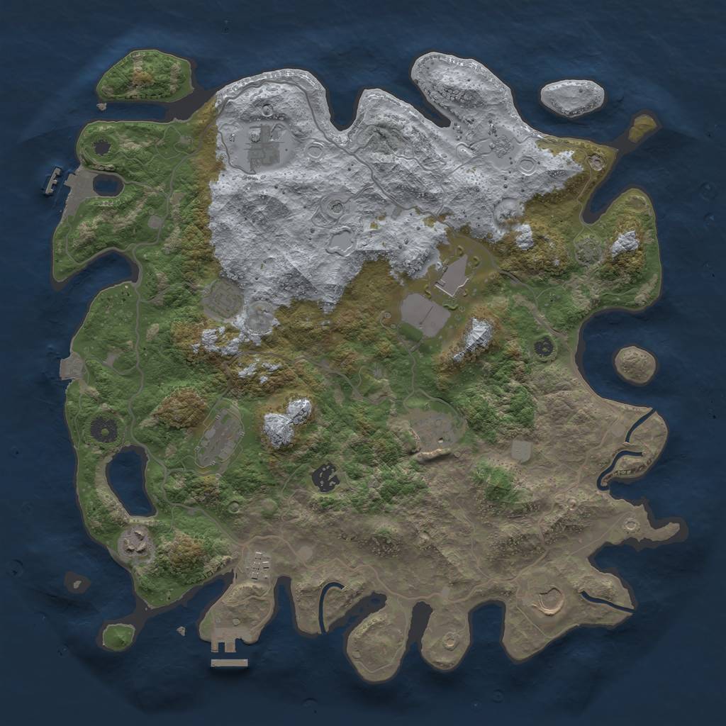 Rust Map: Procedural Map, Size: 4000, Seed: 1370307813, 17 Monuments