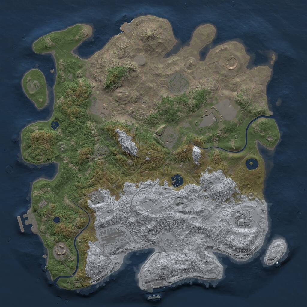 Rust Map: Procedural Map, Size: 3800, Seed: 817182855, 16 Monuments