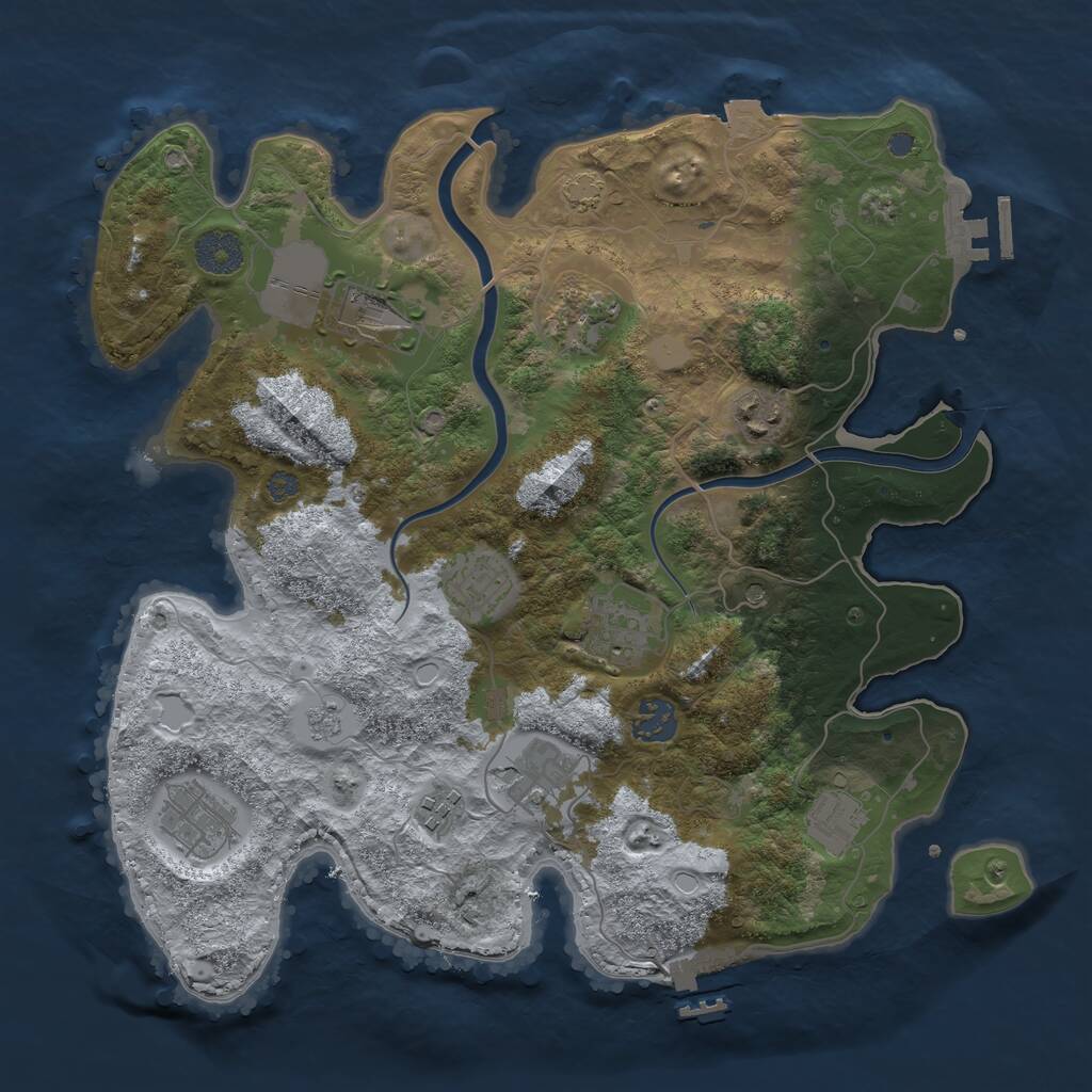 Rust Map: Procedural Map, Size: 3500, Seed: 1780987067, 15 Monuments