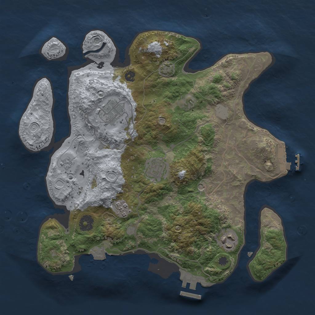 Rust Map: Procedural Map, Size: 3000, Seed: 1233253410, 12 Monuments