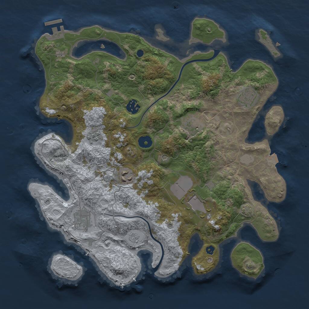 Rust Map: Procedural Map, Size: 3500, Seed: 822544220, 12 Monuments