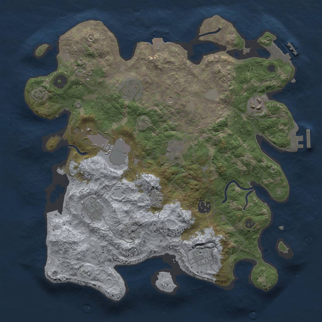 Rust Map: Procedural Map, Size: 3500, Seed: 1321252751, 17 Monuments