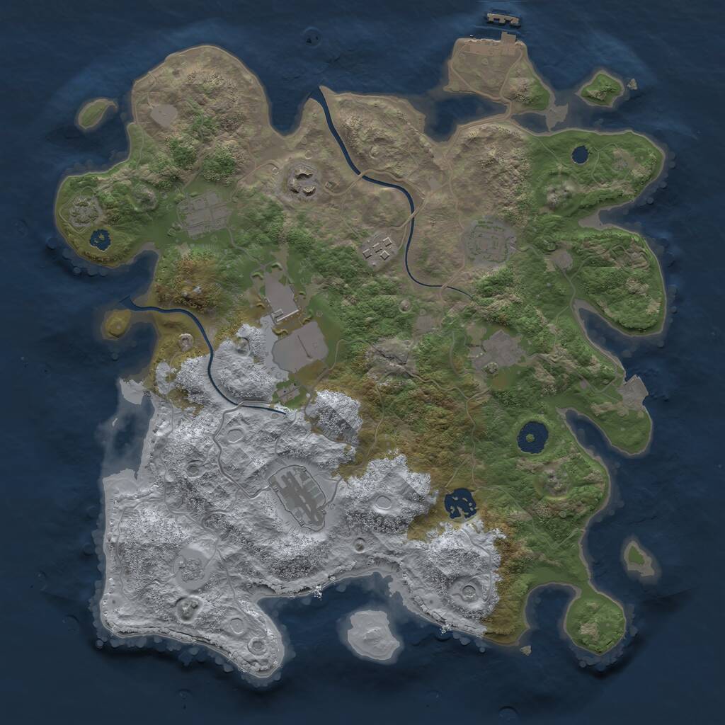 Rust Map: Procedural Map, Size: 3500, Seed: 1321252751, 13 Monuments