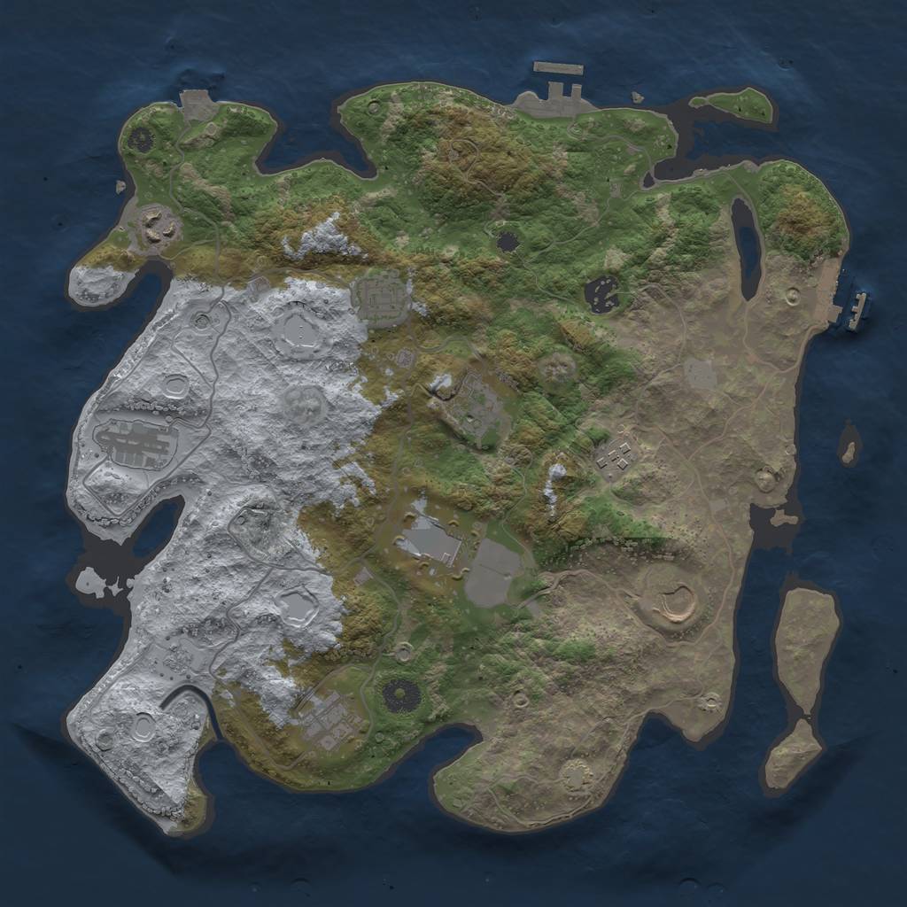 Rust Map: Procedural Map, Size: 3700, Seed: 765055622, 17 Monuments