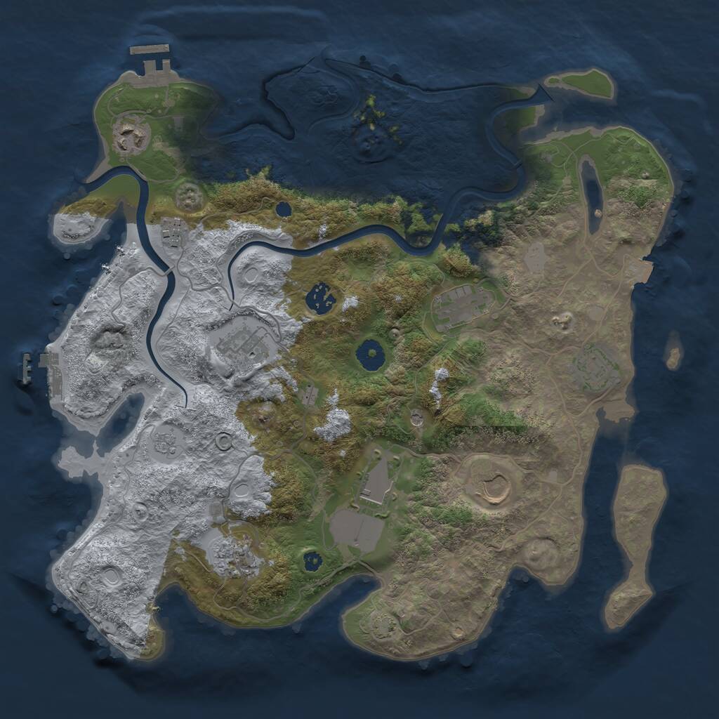 Rust Map: Procedural Map, Size: 3700, Seed: 765055622, 15 Monuments