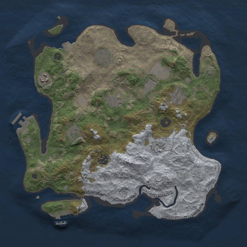 Rust Map: Procedural Map, Size: 3600, Seed: 912733638, 16 Monuments