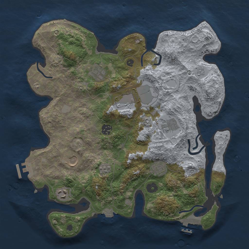 Rust Map: Procedural Map, Size: 3500, Seed: 14953346, 16 Monuments