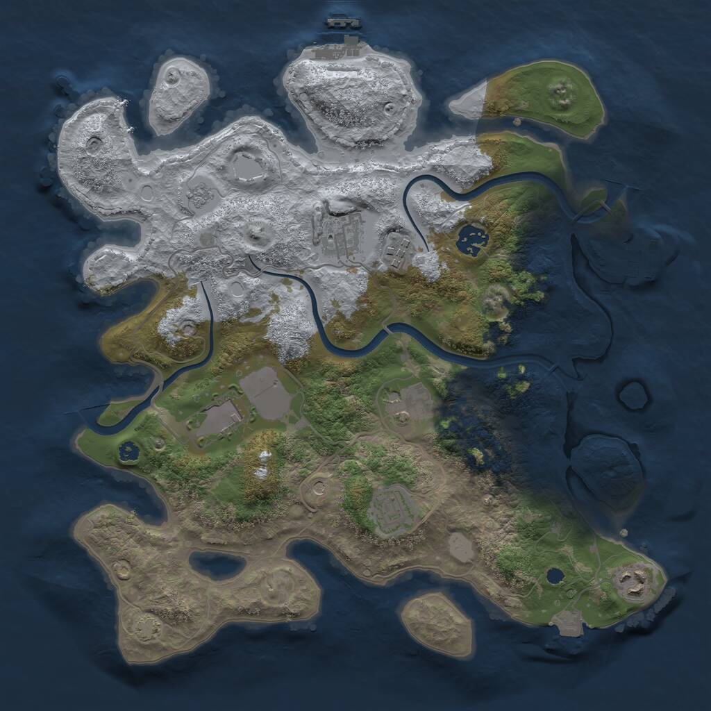 Rust Map: Procedural Map, Size: 3500, Seed: 6497393, 13 Monuments
