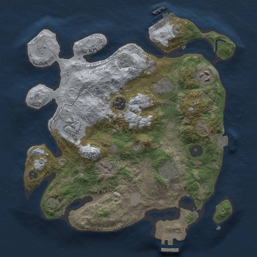 Rust Map: Procedural Map, Size: 3000, Seed: 22407, 14 Monuments