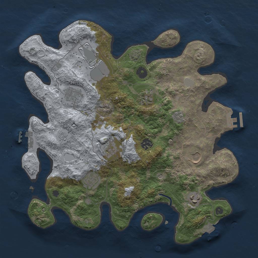 Rust Map: Procedural Map, Size: 3500, Seed: 1111243513, 17 Monuments