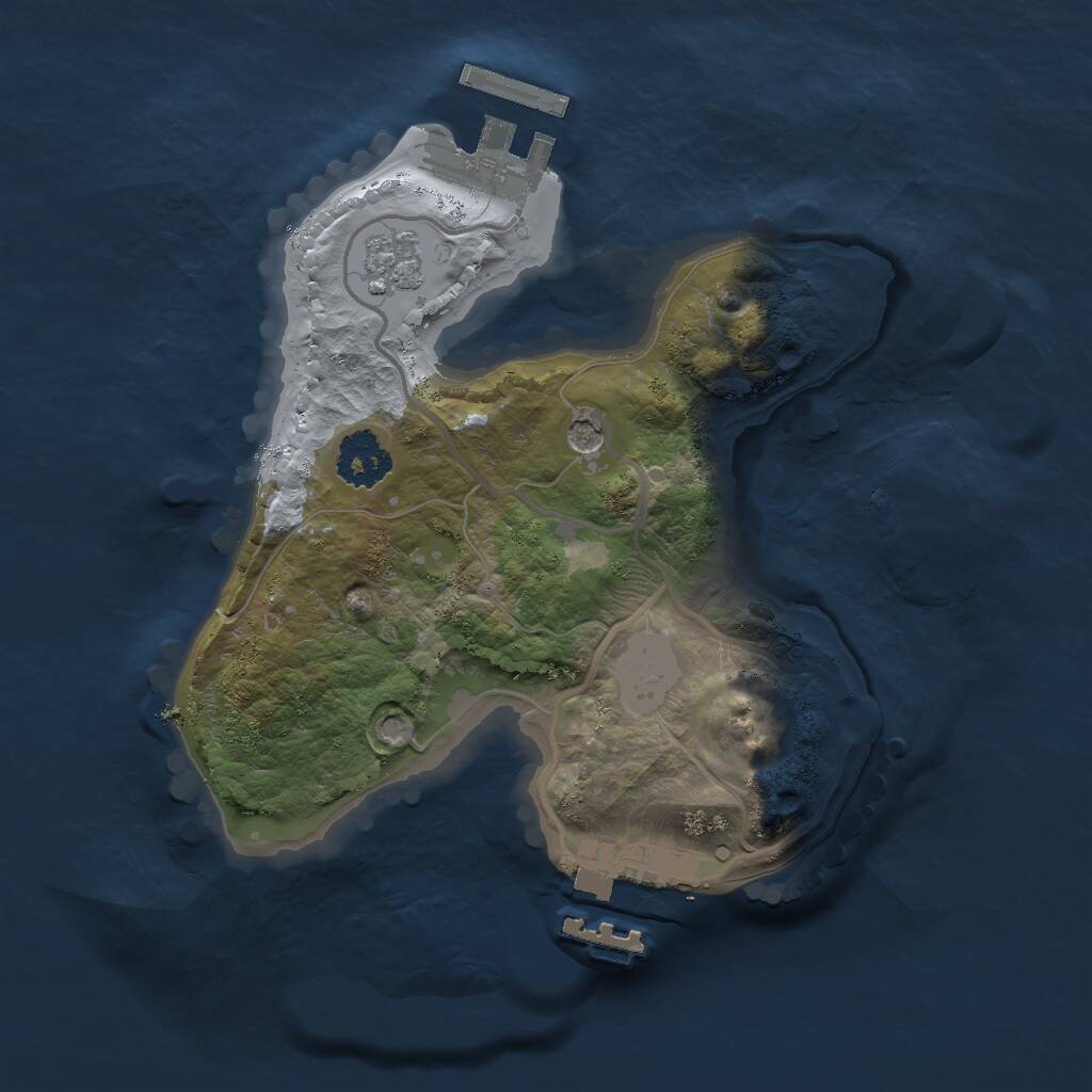 Rust Map: Procedural Map, Size: 2000, Seed: 12342221, 5 Monuments