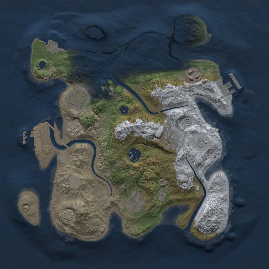 Rust Map: Procedural Map, Size: 3000, Seed: 23076, 12 Monuments