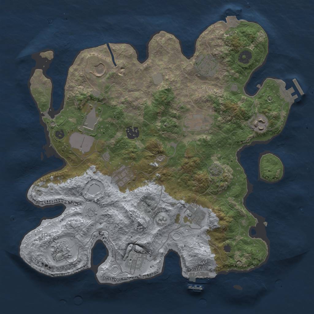 Rust Map: Procedural Map, Size: 3500, Seed: 572313424, 18 Monuments