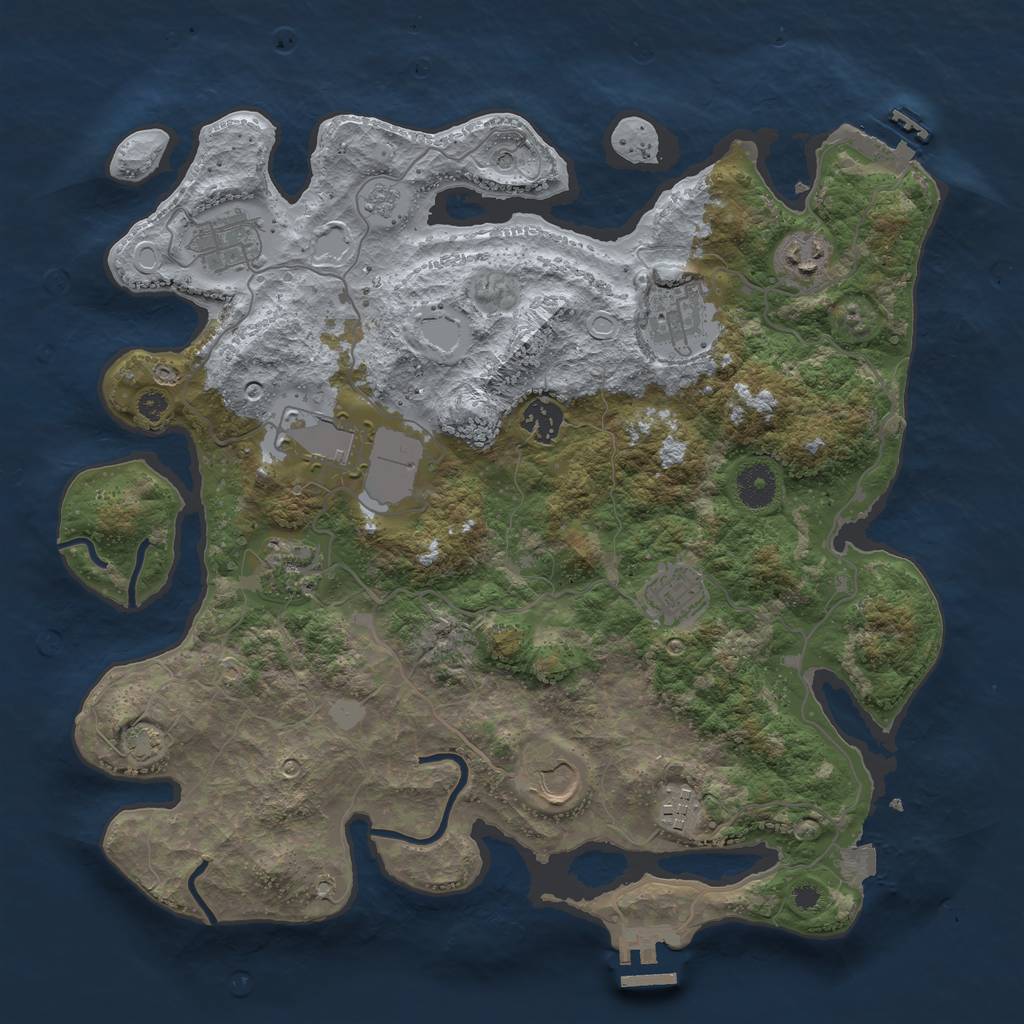 Rust Map: Procedural Map, Size: 3700, Seed: 529781932, 17 Monuments