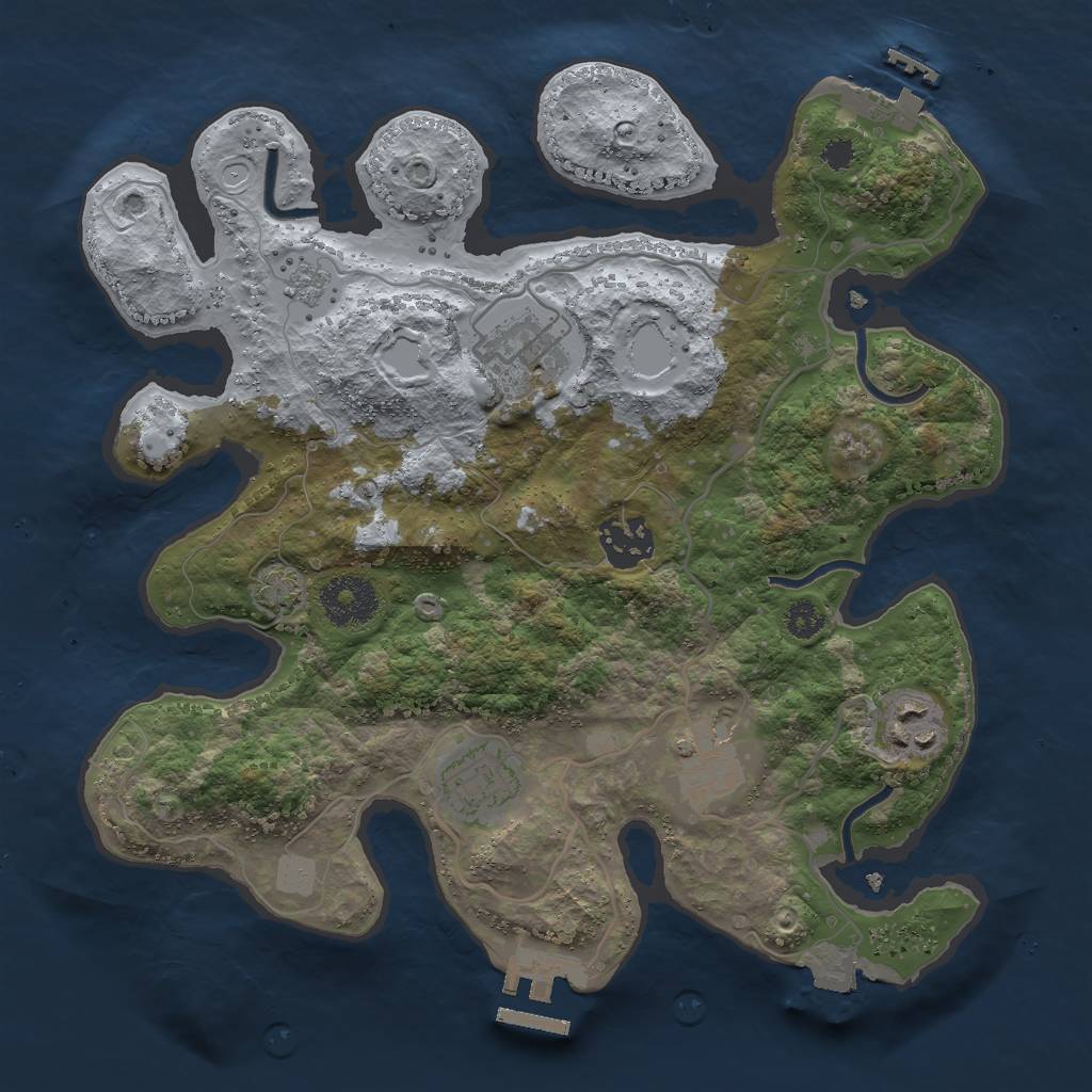 Rust Map: Procedural Map, Size: 3000, Seed: 943068569, 12 Monuments