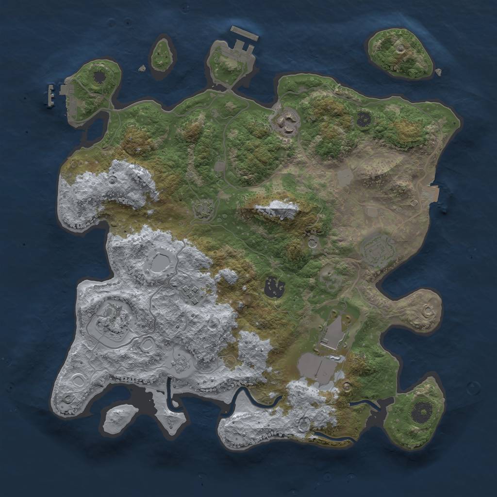 Rust Map: Procedural Map, Size: 3500, Seed: 1092790814, 14 Monuments