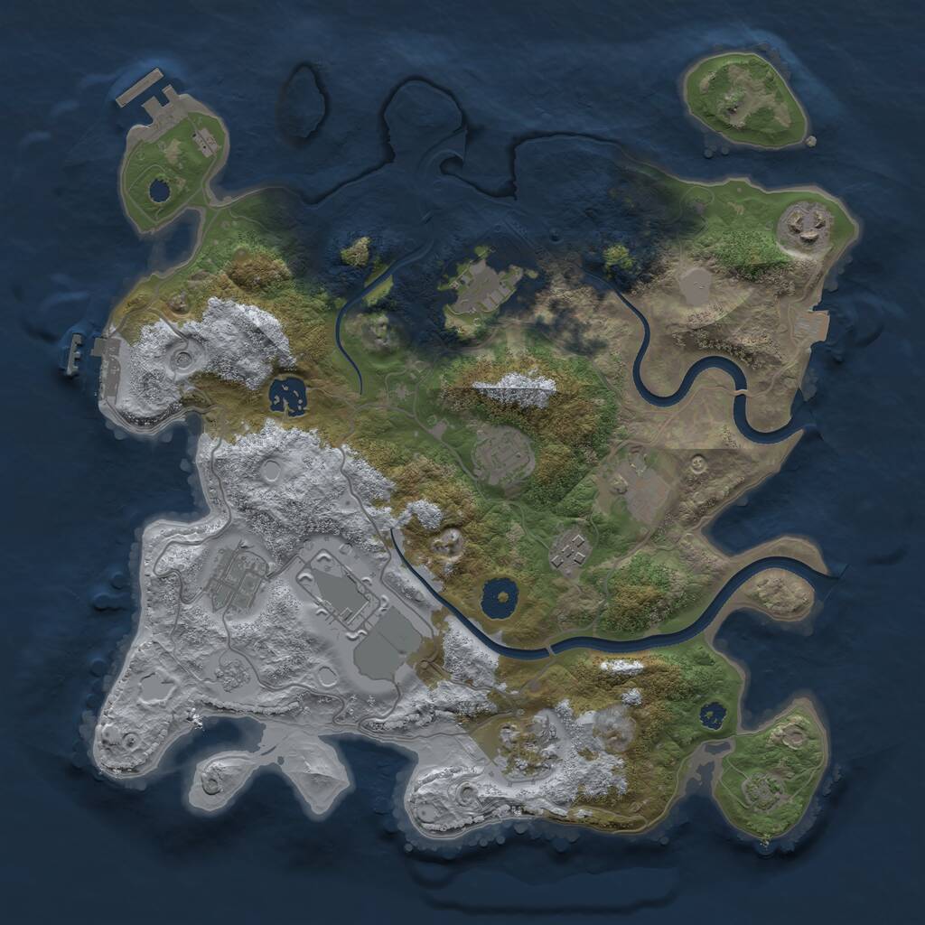 Rust Map: Procedural Map, Size: 3500, Seed: 1092790814, 15 Monuments