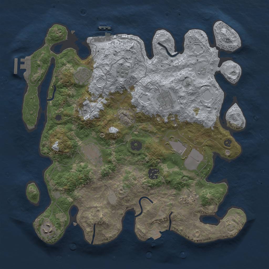 Rust Map: Procedural Map, Size: 3500, Seed: 331663021, 16 Monuments