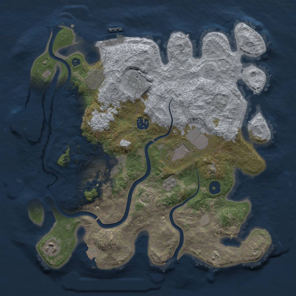 Rust Map: Procedural Map, Size: 3500, Seed: 331663021, 13 Monuments