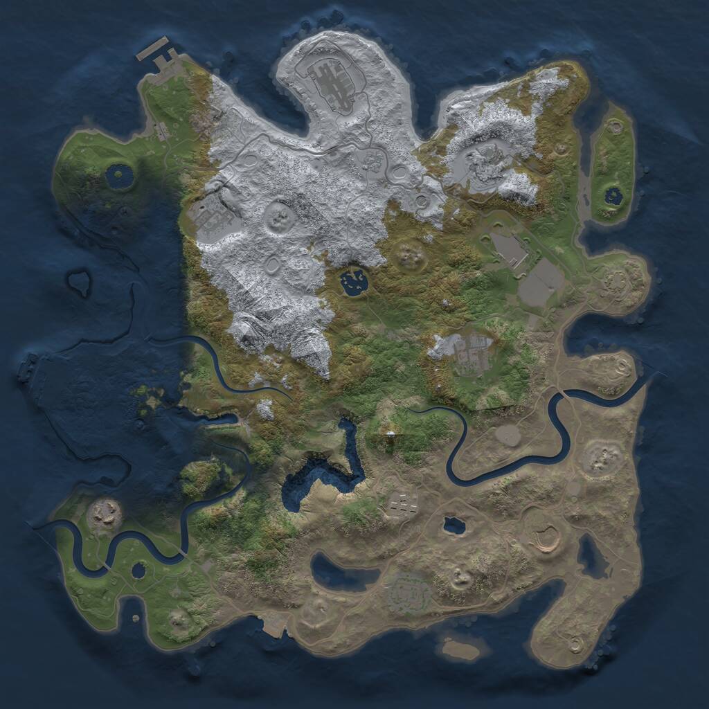 Rust Map: Procedural Map, Size: 4000, Seed: 211234, 16 Monuments