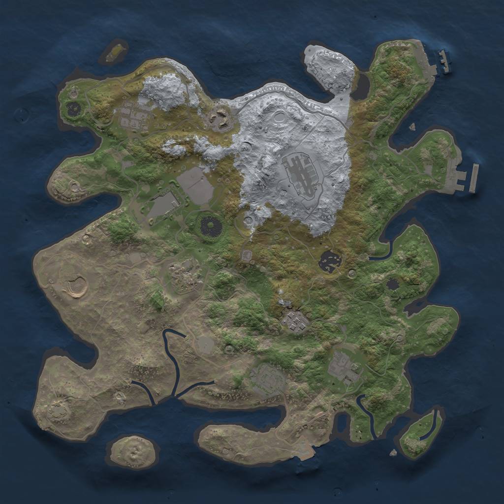 Rust Map: Procedural Map, Size: 3500, Seed: 1637776947, 17 Monuments