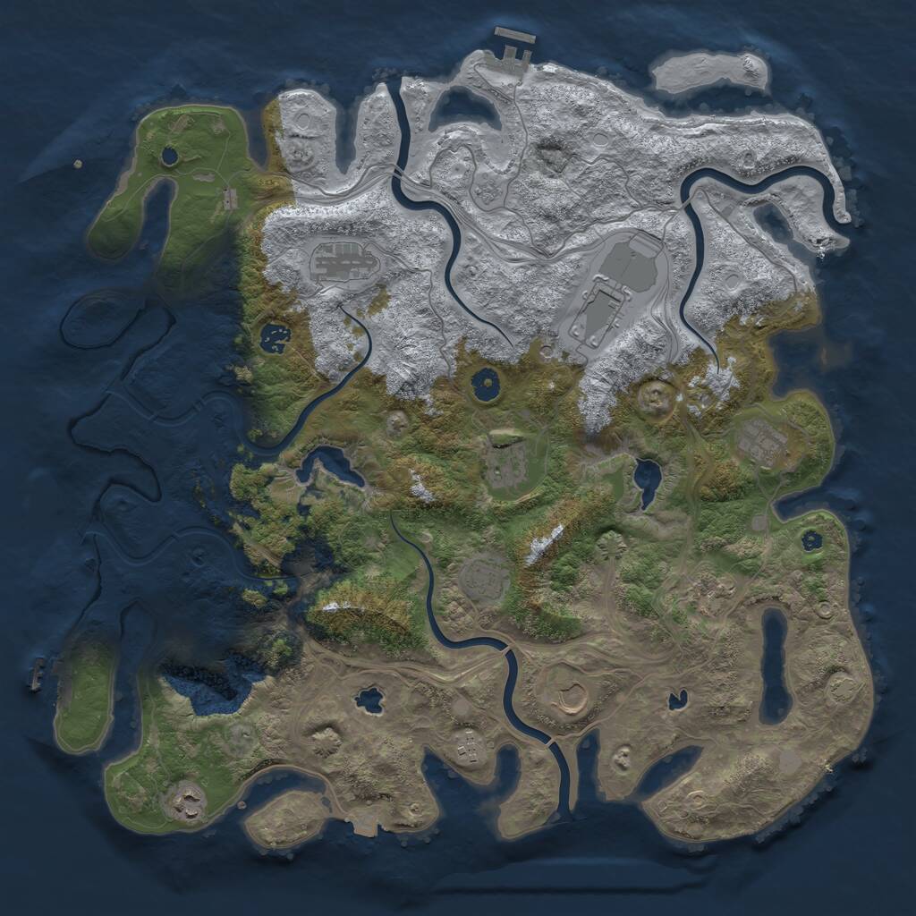Rust Map: Procedural Map, Size: 4500, Seed: 400996511, 16 Monuments