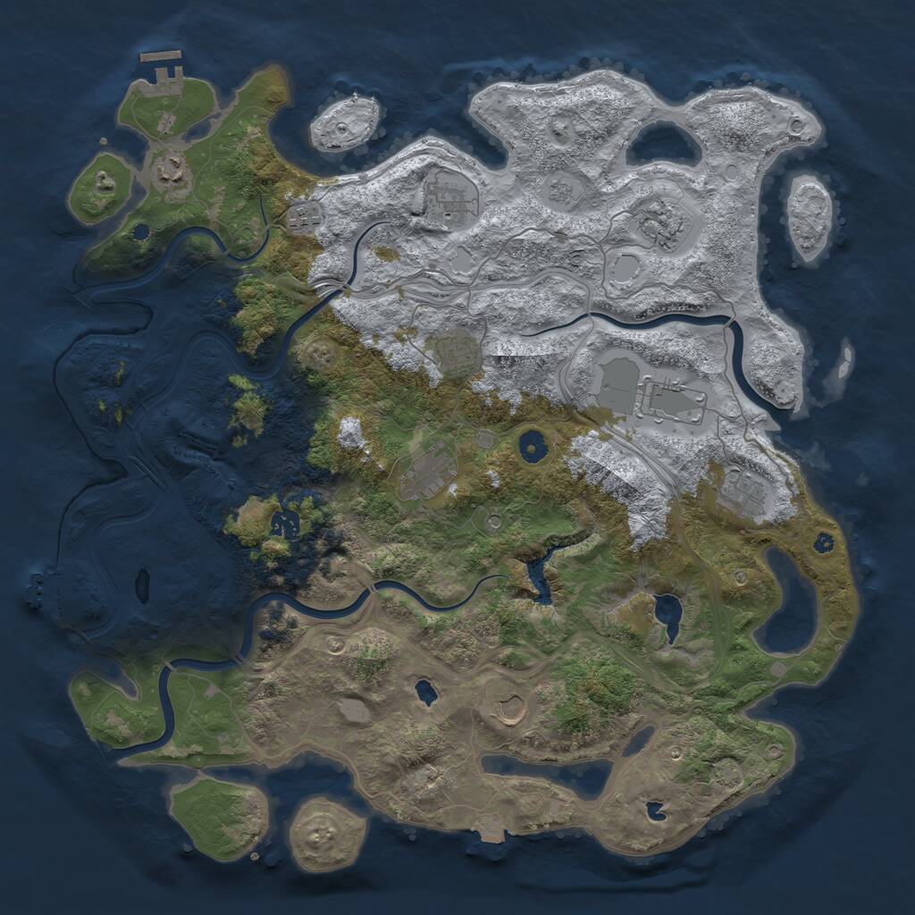 Rust Map: Procedural Map, Size: 4500, Seed: 643869419, 16 Monuments