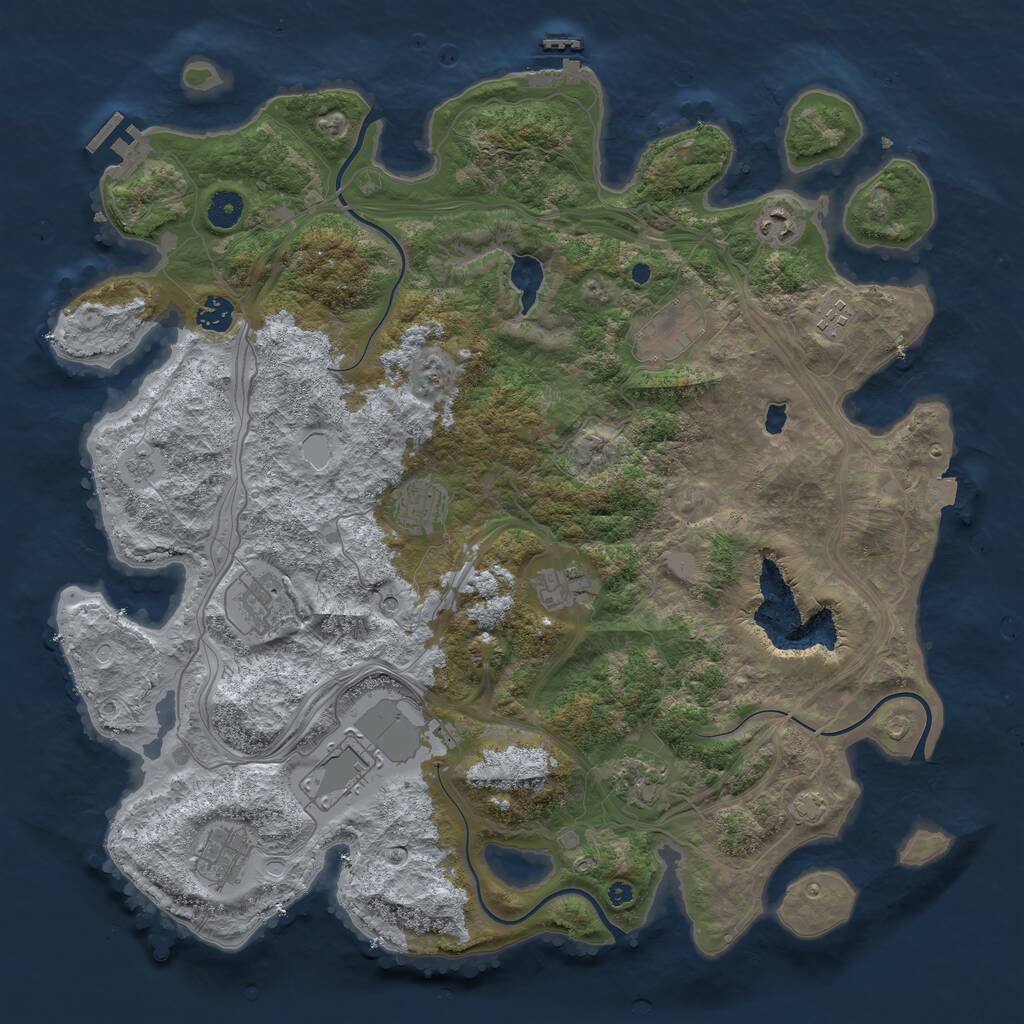 Rust Map: Procedural Map, Size: 4250, Seed: 650262219, 16 Monuments