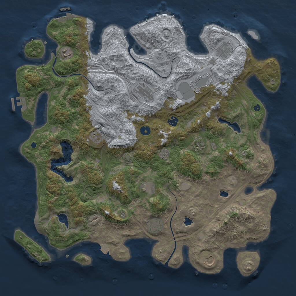 Rust Map: Procedural Map, Size: 4500, Seed: 962468947, 17 Monuments