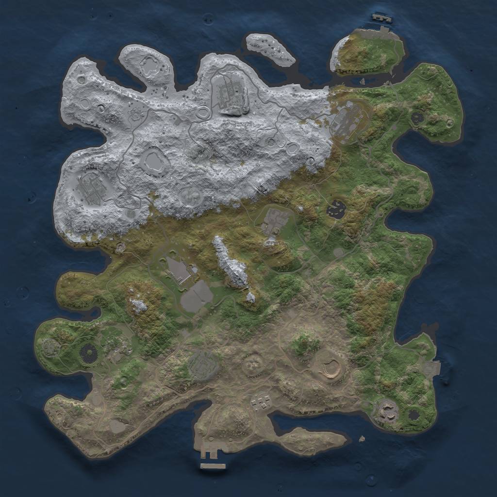Rust Map: Procedural Map, Size: 4000, Seed: 825816, 19 Monuments