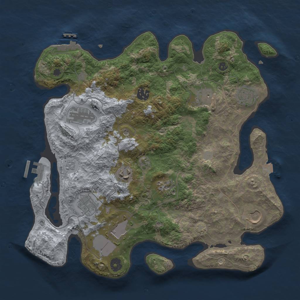 Rust Map: Procedural Map, Size: 3500, Seed: 276794795, 17 Monuments