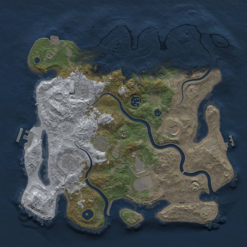 Rust Map: Procedural Map, Size: 3500, Seed: 276794795, 12 Monuments