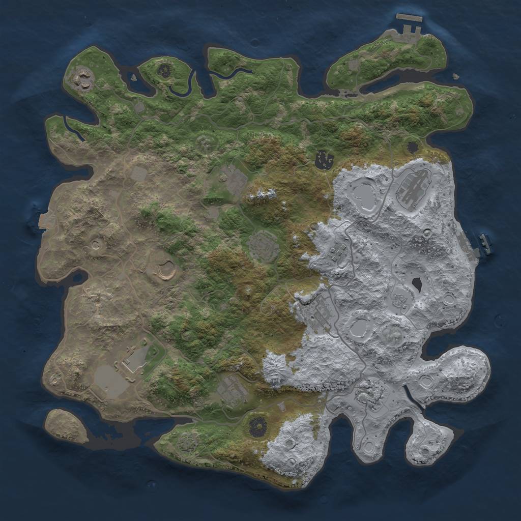 Rust Map: Procedural Map, Size: 4000, Seed: 684651465, 19 Monuments