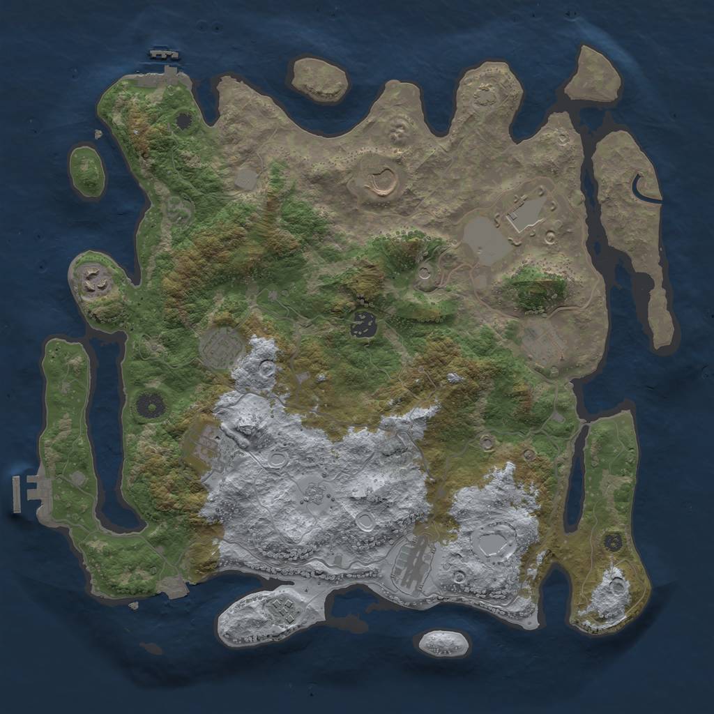 Rust Map: Procedural Map, Size: 3900, Seed: 297441, 17 Monuments