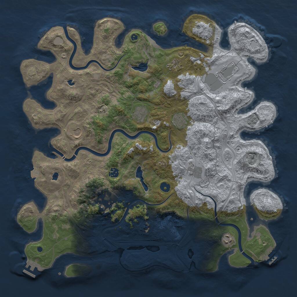 Rust Map: Procedural Map, Size: 4500, Seed: 55634321, 16 Monuments