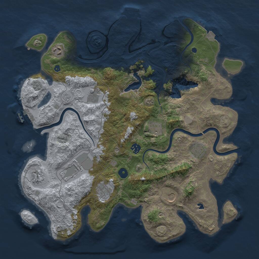 Rust Map: Procedural Map, Size: 4000, Seed: 1396677810, 16 Monuments