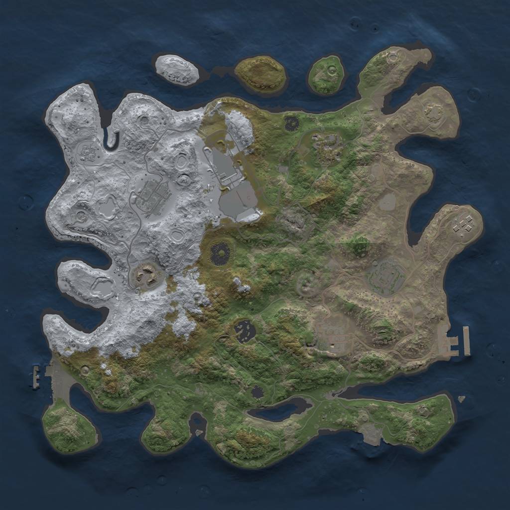 Rust Map: Procedural Map, Size: 3500, Seed: 1179190498, 16 Monuments