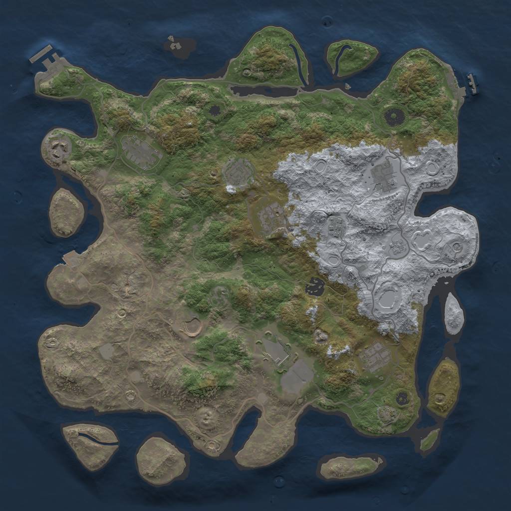 Rust Map: Procedural Map, Size: 4000, Seed: 135541951, 18 Monuments